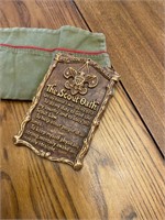 Scout hat, plaque and awards