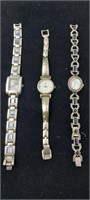 Lot Of 3 Women's Silver Toned Watches L8