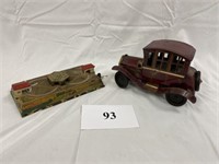 Rosko Toy Battery Car & Tin Wind Up Car Track Toy