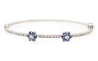 1.50 Ct Sapphire Diamond Flower Bracelet 14 Kt