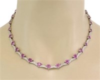 $ 21,460 14.70 Ct Pink Sapphire Diamond Necklace
