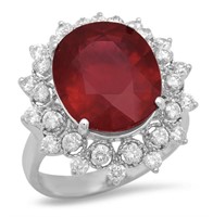 $6390  10.43 cts Ruby & Diamond 14k Ring