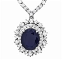 AIGL $ 32,600 6 Ct Sapphire 5 Ct Diamond Necklace
