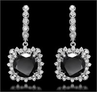 $22,815 13.88 cts Black Diamond 14k Earrings