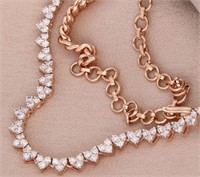 $ 12,480 3.50 Ct Diamond Heart Tennis Necklace