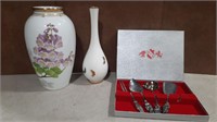 Vintage 2 Porcelain Vases&4 Serving Set.4W3Q