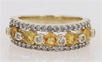 1.50 Ct Yellow Sapphire Diamond Ring 14 Kt