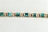 5.50 Ct Emerald Diamond Bracelet 14 Kt