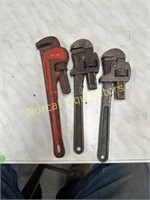 Lot of three pipe wrenches all 14”