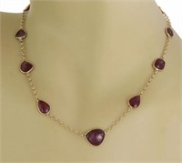 14 Kt Yellow Gold Ruby Chain Necklace