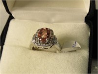 14K White Gold Morganite and Diamond Ring