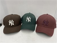 Lot of 3 New York Yankees ball caps all