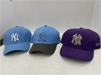 Lot of 3 New York Yankees hats all medium/large