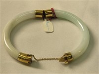 14k Yellow Gold Jade Bangle Bracelet
