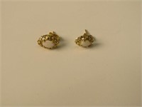 14K Yellow Gold Opal Earrings