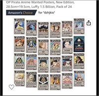 $30 2PK OP Pirate Anime Wanted Posters, New