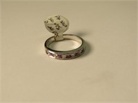 18K White Gold Pink Sapphire & Diamond Band Ring
