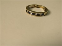 18K Yellow Gold Sapphire & Diamond Band Ring