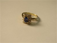 14K Yellow Gold Sapphire & Diamond Ring