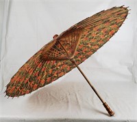 Vtg Japanese Parasol Paper Umbrella