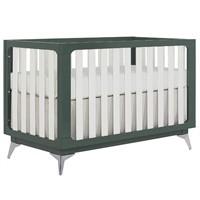 Ultra-Modern 4-in-1 Convertible Crib, Olive Green