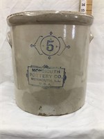 Monmouth Pottery 5 Gal. Crock, Base Chips, Handle