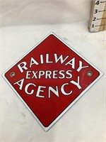 Porcelain Railway Express Agency Sign, 8”x8”