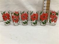 5”T Set of Poinsettia Juice Glasses