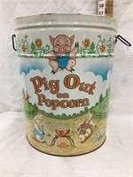 Pig Out on Popcorn 15”T Tin