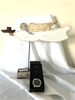 Wooden Angel Candle Holder & NEW Watch