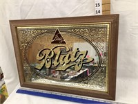 1981 Blatz Beer Mirror, Frame is 19 1/2”W, 14”T