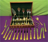 Gold Plated International Flatware Service for 16