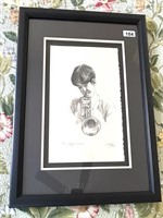 Shelly Fink "Young Musician" Signed 1968