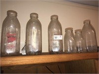 (6) Vintage Milk Bottles
