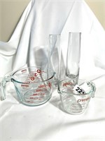 Pyrex Measuring Cups & Tall Vases