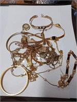 Gold Tone Bracelet, Necklace Lot