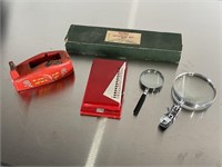 Tape Dispenser, Magnifying Glasses, Card Index