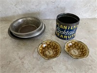 Planters Peanuts Tin, Tin Bowls, Alum. Plates