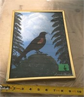 Redwing Black Bird Painting - See Desc