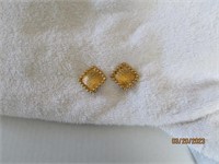 Vintage Clip On Earrings Signed Monet Gold Tone