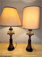 Vintage Heavy Brass Matching Lamps