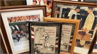 6 pc Framed Art Bob Hope,Norman Rockwell Baseball