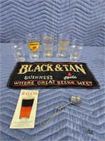 5 various beer glasses and accessories