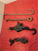 Antique pulley's and hooks