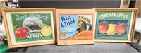 Vintage Framed Canadian Apple Crate Stickers -