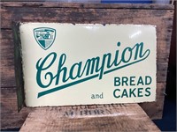 Original Champion Bread & Cakes Flange Enamel Sign
