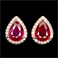 Natural Stunning Red Ruby  Earrings