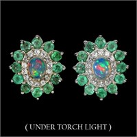 Natural Ethiopian White Opal & Colombian  Emerald