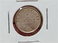 1941 AU-50 Newfoundland 5 Cent Coin