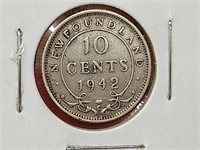 1942 EF-40 Newfoundland 10 Cent Coin